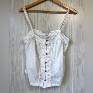 American Rag Crochet Trim Button-Front Camisole L LNC